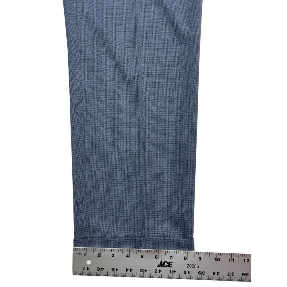 vtg USA Blue Plaid 34x30 High Waisted Pleated Dress Suit Pants Relaxed Taper - Picture 5 of 8